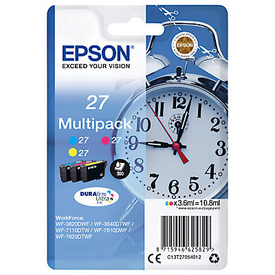 Epson Alarm Clock T2705 Colour Inkjet Printer Cartridge Multipack, Pack of 3 Epson Alarm Clock T2705 Colour Inkjet Printer Cartridge Multipack, Pack of 3